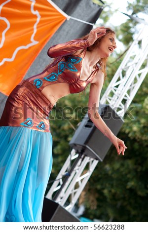 HEIDELBERG, GERMANY - JULY 4: Belly dancing ballerina at Africatage, the African culture day. July the 4th, 2010 in Heidelberg, Germany.