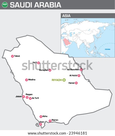 map of saudi arabia. stock vector : Map of Saudi