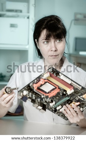 Young electronics technician