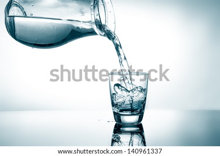 Pouring water from pitcher into a glass
