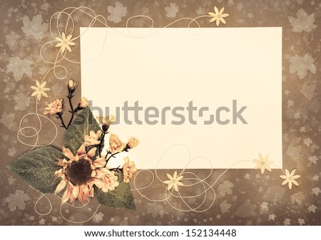 Paper frame decorated with Autumn flowers and leaves, copy space