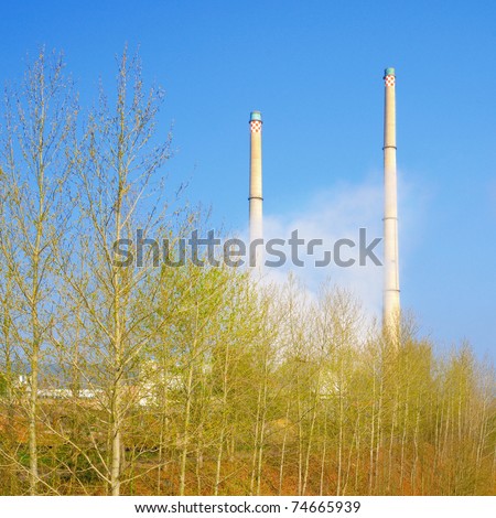Heating Power Station Combined Cycle Cogeneration Plant in Jena, Thuringia, Germany. It produces thermal energy and electricity using natural gas as a fuel.