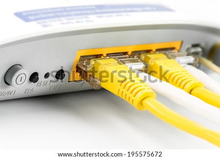Modem router network hub with cable connecting