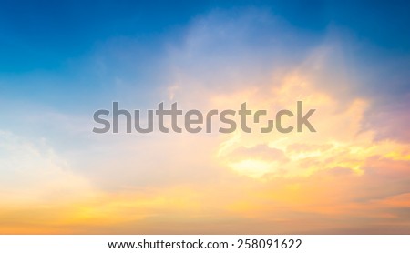 Fantasy softness cloud on sky in sunset time