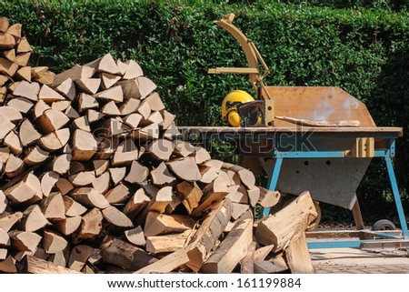 Buzz saw with firewood