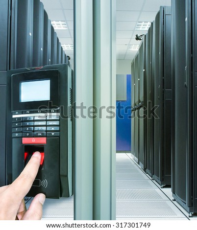 Finger scan security for entry server room