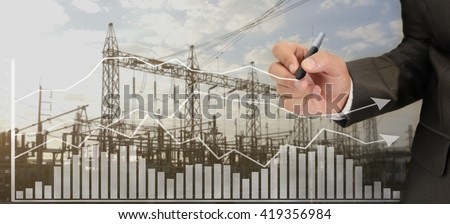 Hand writing graph for analysis power plant system