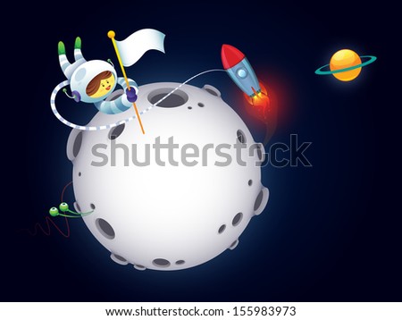 an astronaut boy landing on the moon