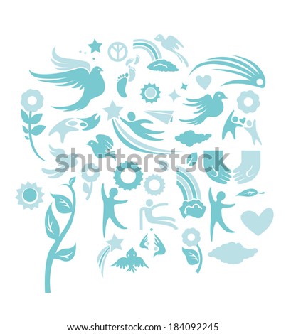 Icon collection about peace love happiness hope Icon collection about peace love happiness hope