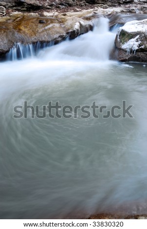 Winter stream. A falls and whirlpool