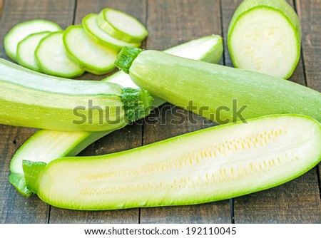 green zucchinis with fresh marrow