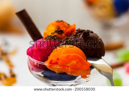 Chocolate and apricot ice cream