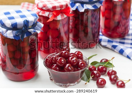 Preserved fruit, sour cherries compote