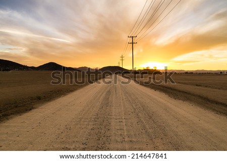 The dirt road on a beautiful Southern California sunset.
