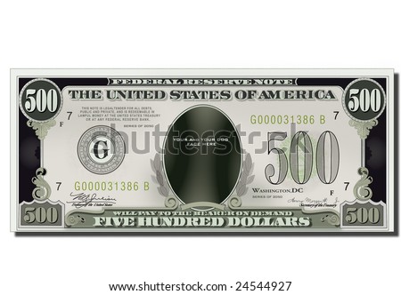 stock photo : Blank Funny 500 Dollars Usa Banknote great for various 