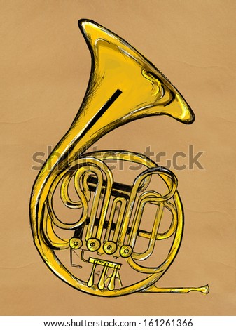 French horn Painting Image - music background