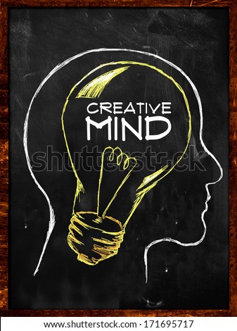 Creative Mind sketch on blackboard