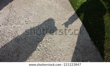 Shadow of a dog and owner
