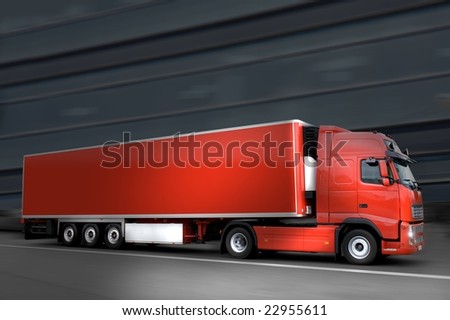 red semi truck in the night