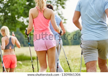 Nordic walking club in hiking trip being active for their good health