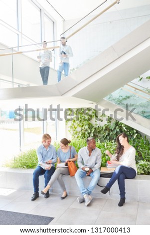 Students making small talk in school at university campus