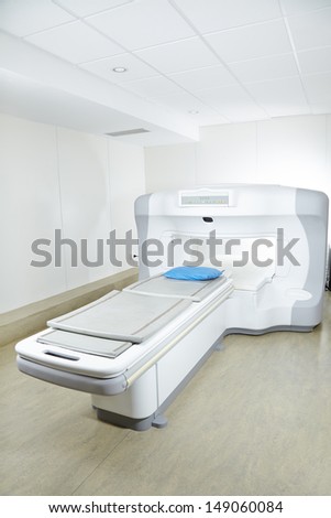 MRI machine in empty radiology room in a hospital