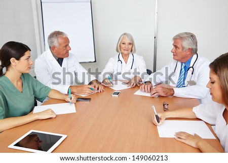 Team meeting of some doctors in a hospital