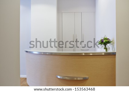 Bright empty reception at a doctors office