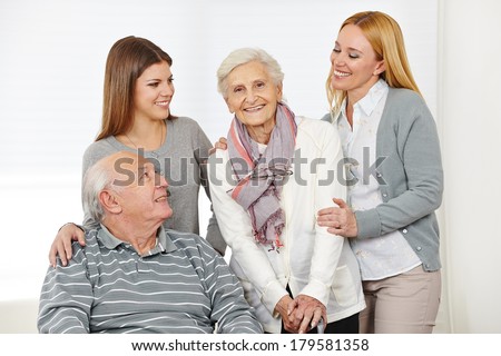 Home nursing for senior citizen couple with caregiver at home
