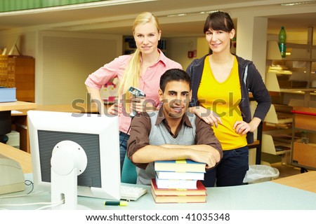Portrait of library staff in a university