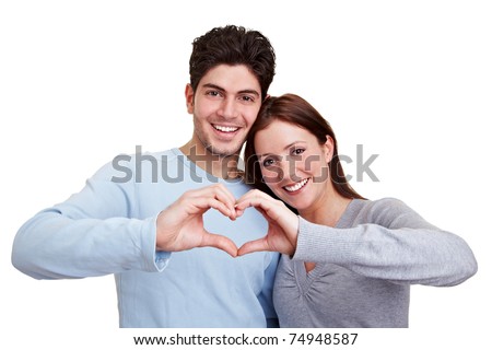 love heart fingers. in love showing heart with
