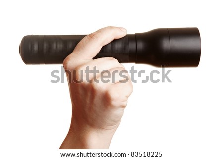 hand holding flashlight