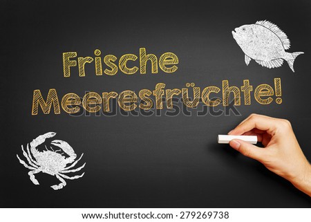 Hand with chalk writing in German \