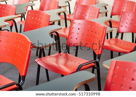 Empty classroom with chairs in a High school