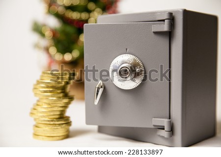 Safe, money and coins