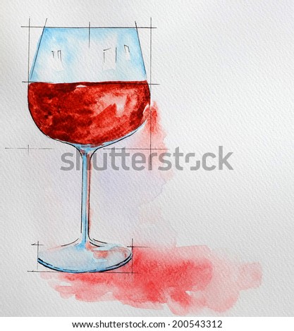 finest wine glass painting with watercolor