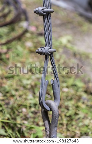 Iron twisted rope fixed by screws snap hooks