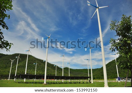 Electrical generation by a small wind farm and a group of solar panel