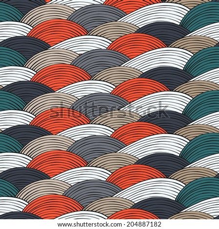 Seamless pattern with abstract decorative waves texture