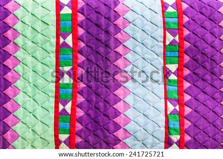 Colorful Thailand style rug surface close up vintage fabric is made of hand-woven cotton fabric More of this motif , background