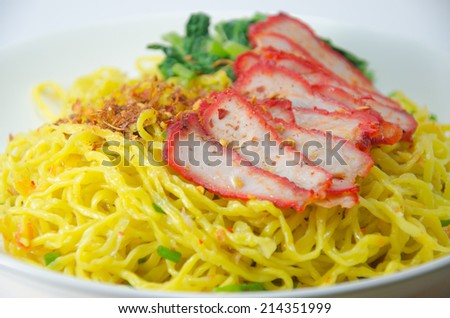 Asian style noodle with pork and vegetablesAsian style noodle with pork and vegetables