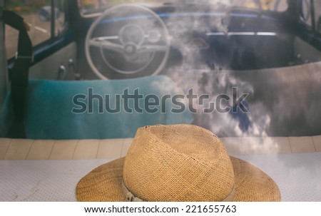 The look into a car through the back window