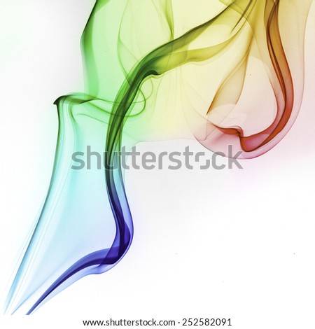 Smoke in rainbow cololors on a white background