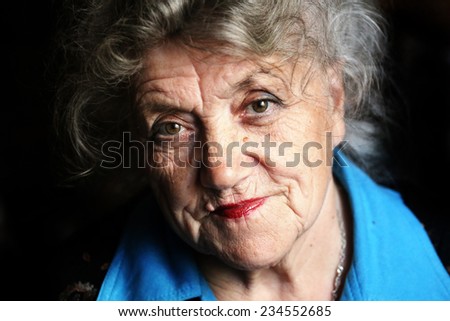 Granny face on a black background