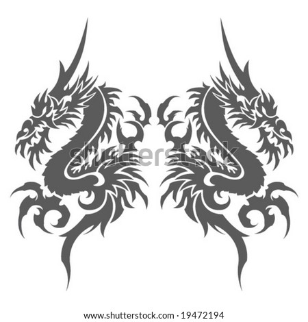 stock vector : Tribal Tattoo Dragon