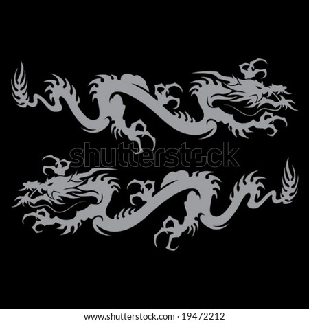 stock vector : Tribal Tattoo Dragon