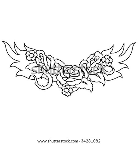 stock vector : Flaming Tattoo Roses