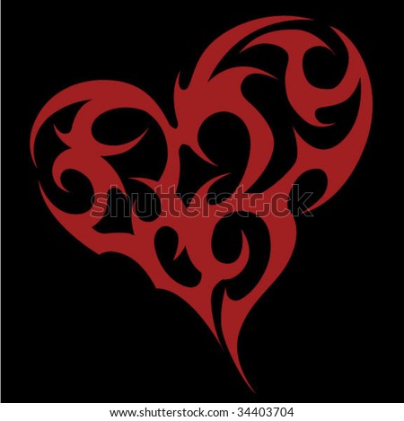 stock vector : Tribal Heart Tattoo