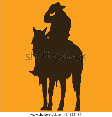 mustang logo silhouette. vector : Cowboy Silhouette