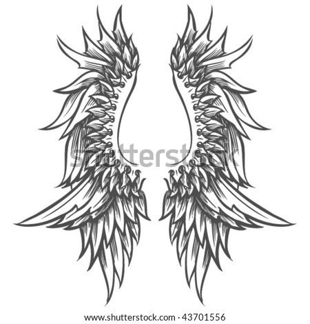 angel wing tattoos free drawn